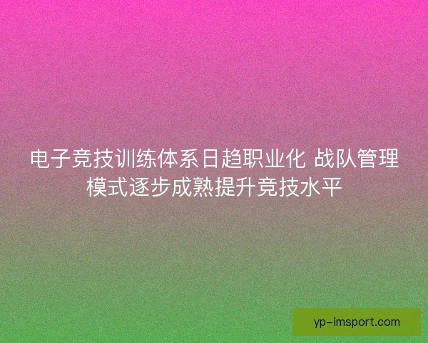电子竞技训练体系日趋职业化 战队管理模式逐步成熟提升竞技水平